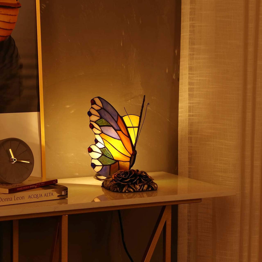 Kelebek Tiffany Tarzı Vitray Masa Lambası