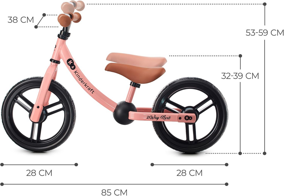 2WAY Next Denge Bisikleti 12 inç, Ayarlanabilir Seleli, 2 Yaş+, 35 kg’a Kadar
