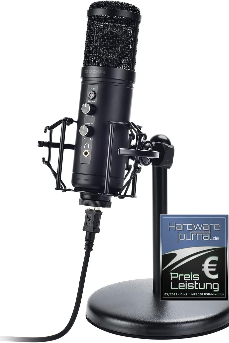 MP2000 USB Mikrofon, PC ve Mac için 16-bit 48kHz, Sıfır Gecikmeli Monitörlü, Ledli Tripodlu Mikrofon