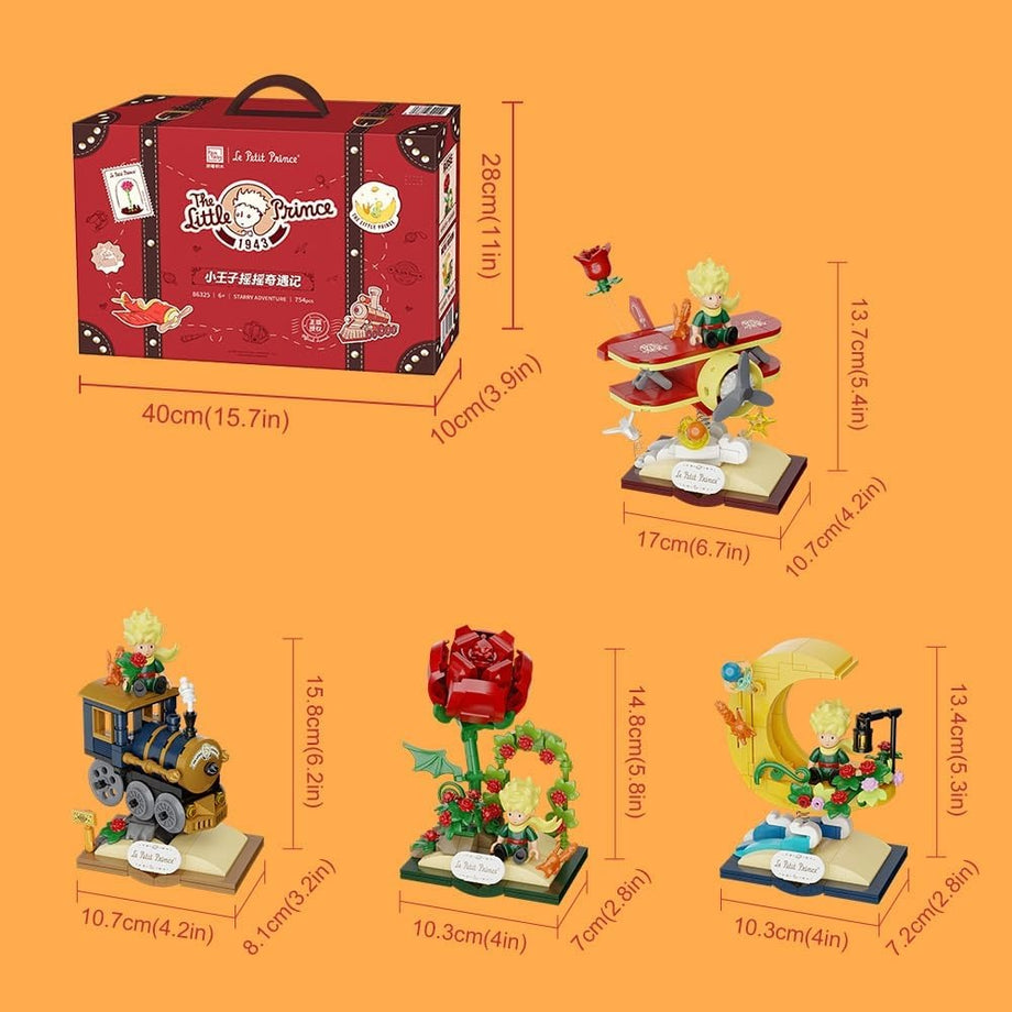 Küçük Prens Yapı Seti, Yetişkinler Çocuklar İçin Koleksiyonluk Model Gül, Tren, Ay ve Uçak Figürleri
