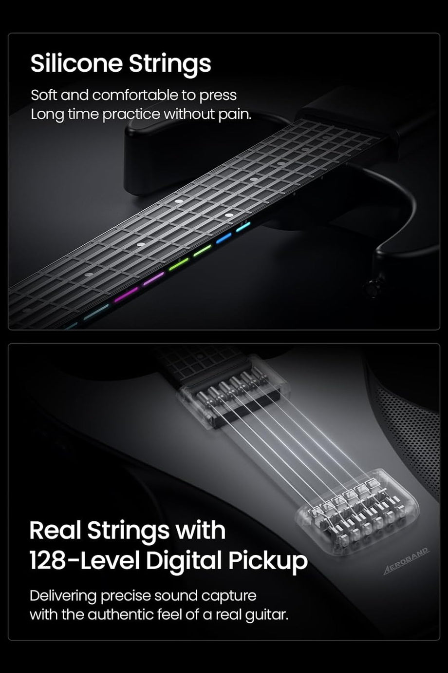 Akustik-Elektrik Seyahat Gitarı,Klavyesi Çıkarılabilir, Taşınabilir ve Sessiz Tasarım