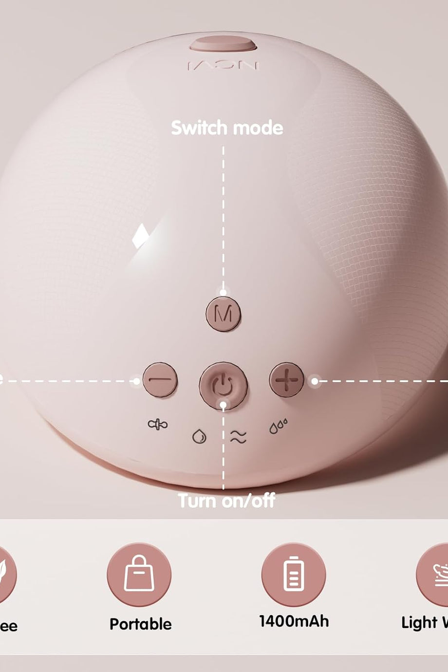 Taşınabilir Elektrikli Göğüs Pompası, 4 Mod, 9 Kademe, Ultra Sessiz ve Eller Serbest