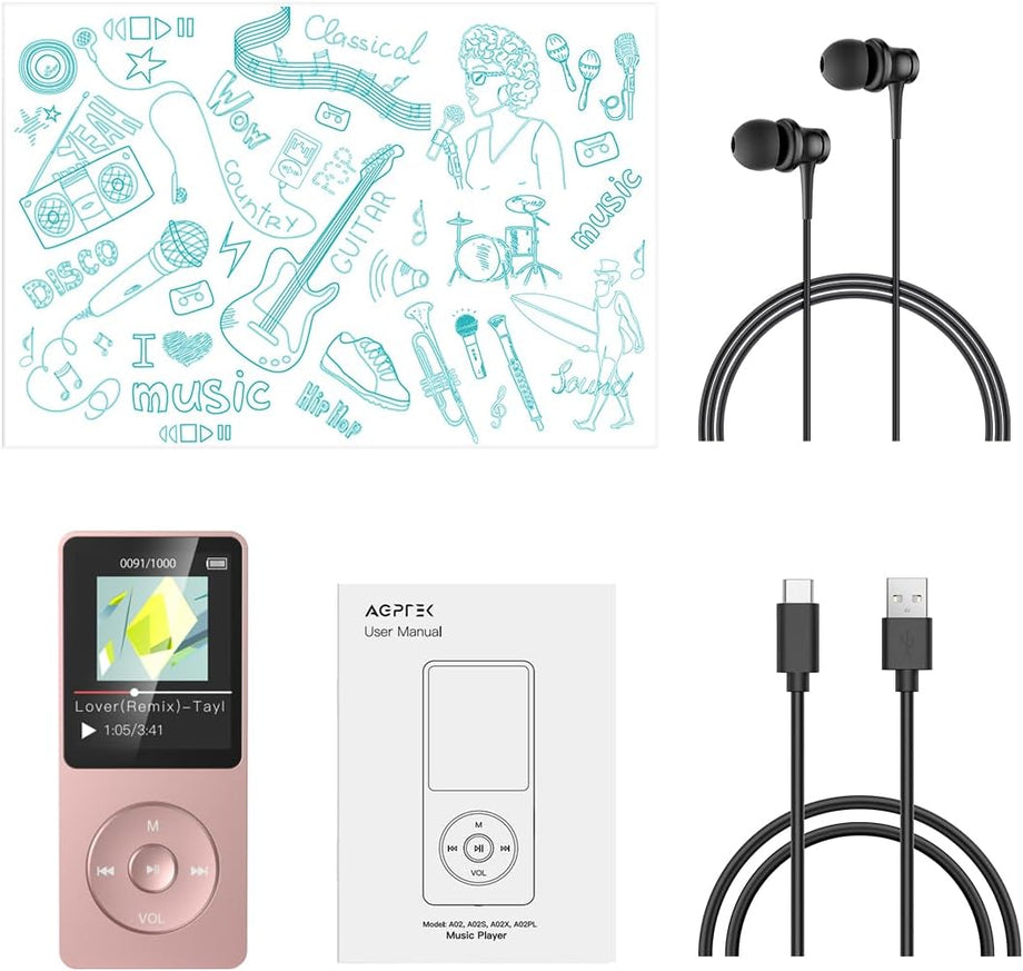 A02 A20 MP3 Çalar, 1.8 İnç TFT Ekran, 70 Saat Oynatma, FM Kayıtlı
