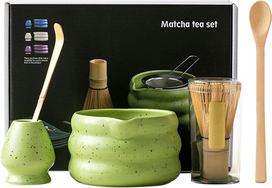 Seremoniye Uygun 5 Parça Matcha Seti Bambu Çırpıcı, Seramik Kase ve Kaşık ile Çay Ritüeli