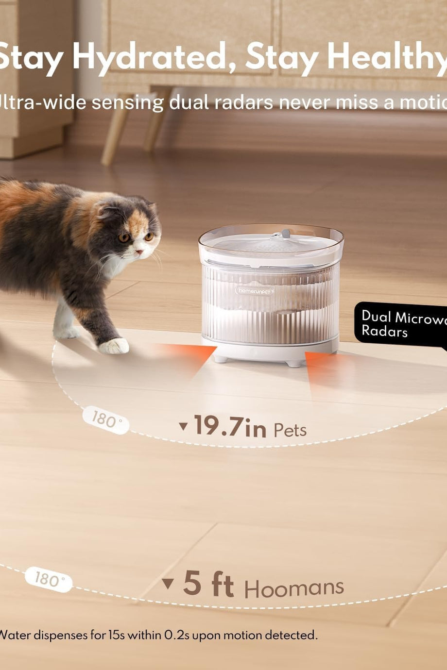 Kablosuz Şarjlı Kedi Su Pınarı, Hareket Sensörlü, 7800 mAh Batarya, Sessiz ve BPA'sız