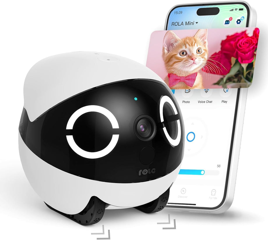 EBO ROLA Mini 2K Pet Kamera Robot, Mobil ve Şarj Edilebilir, 2 Yönlü Sesli Görüşme, Hareket Algılama