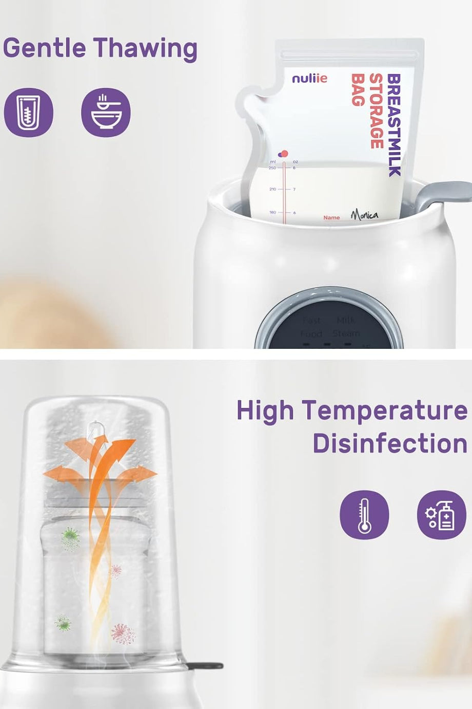 6'sı 1 Arada Elektrikli Biberon Isıtıcı, Akıllı Sıcaklık Kontrolü ve Otomatik Kapanma