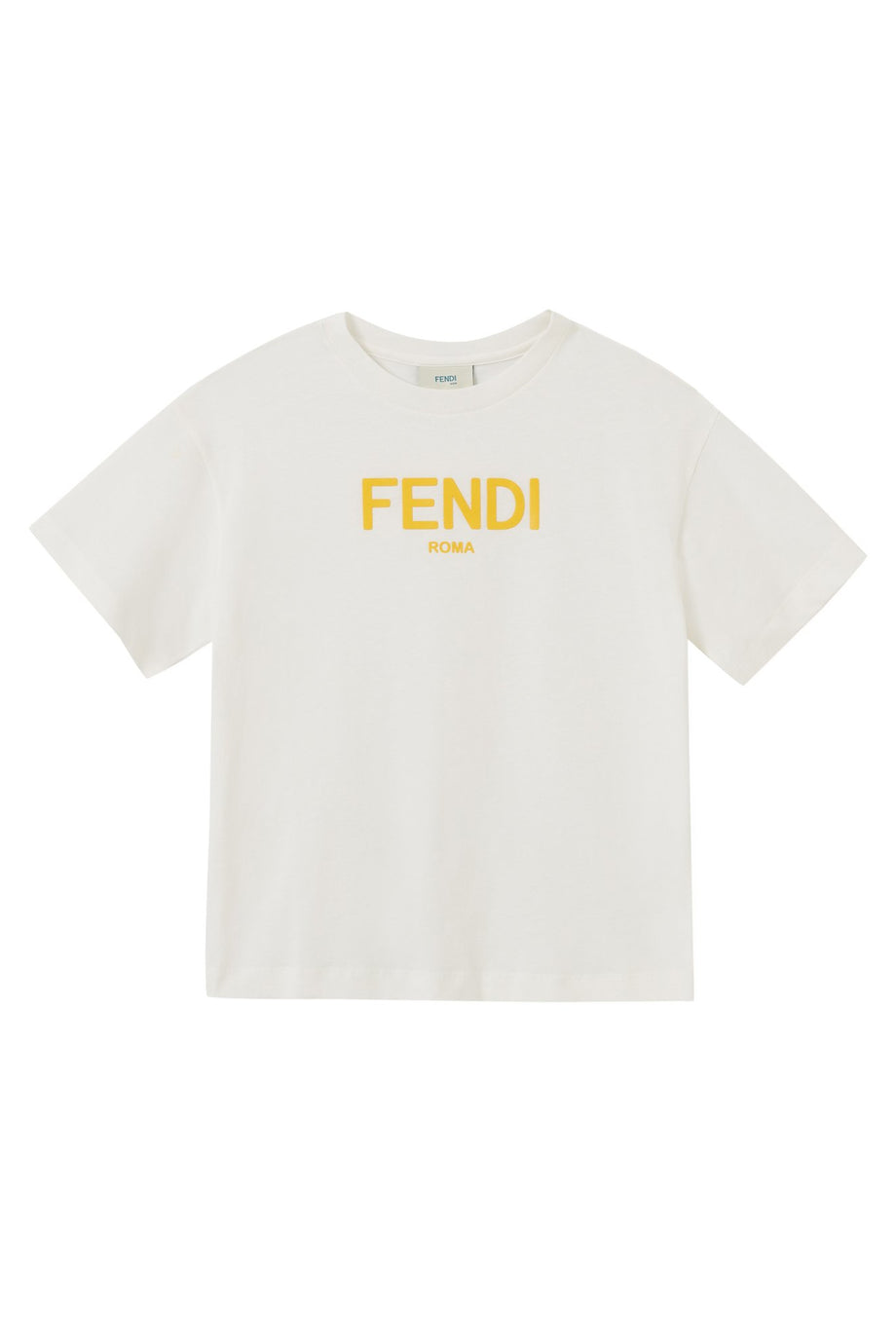 Fendi Çocuklar İçin Logo Detaylı Pamuklu Tişört - Açık Beyaz