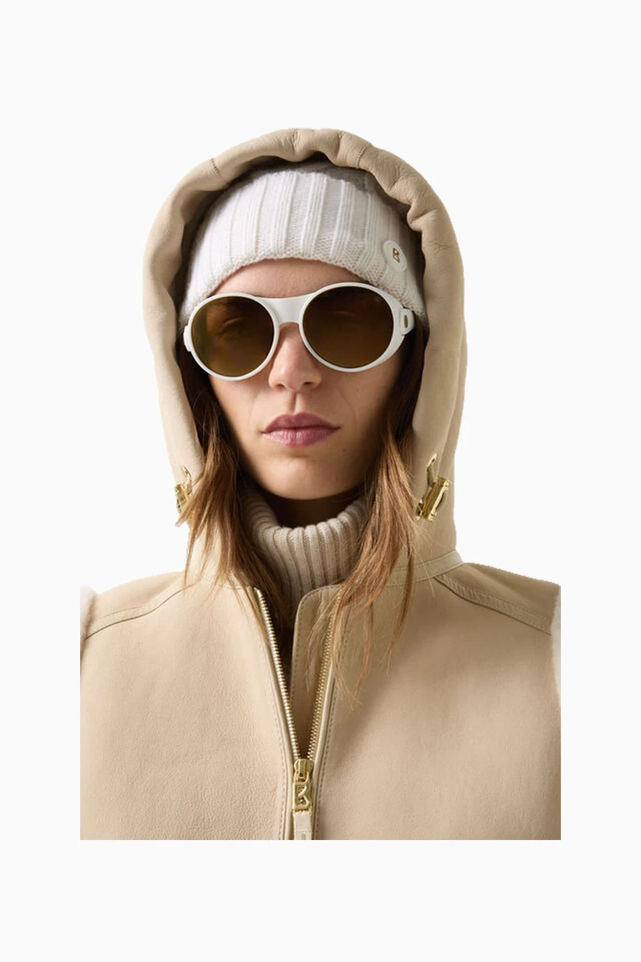 Sport Fine Sand Lambskin ve 4-Way Stretch Detaylı Kadın Yelek, Bej