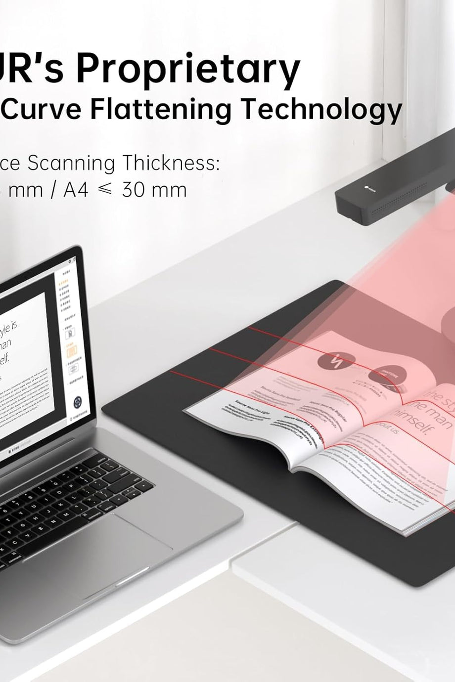 Aura Pro Taşınabilir Kitap Tarayıcı, 14MP, A3 Belgeler Tarayabilen, OCR & Akıllı Masa Lambası