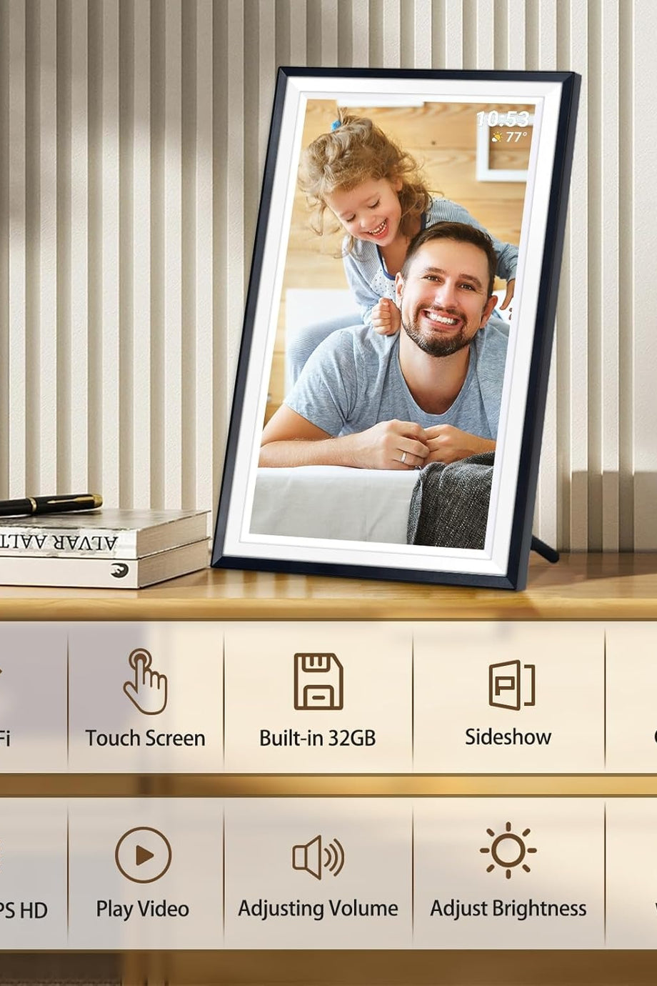 15.6 Inc Dijital Fotoğraf Çerçevesi, WiFi, Frameo Uygulaması, 1920x1080 FHD IPS Ekran