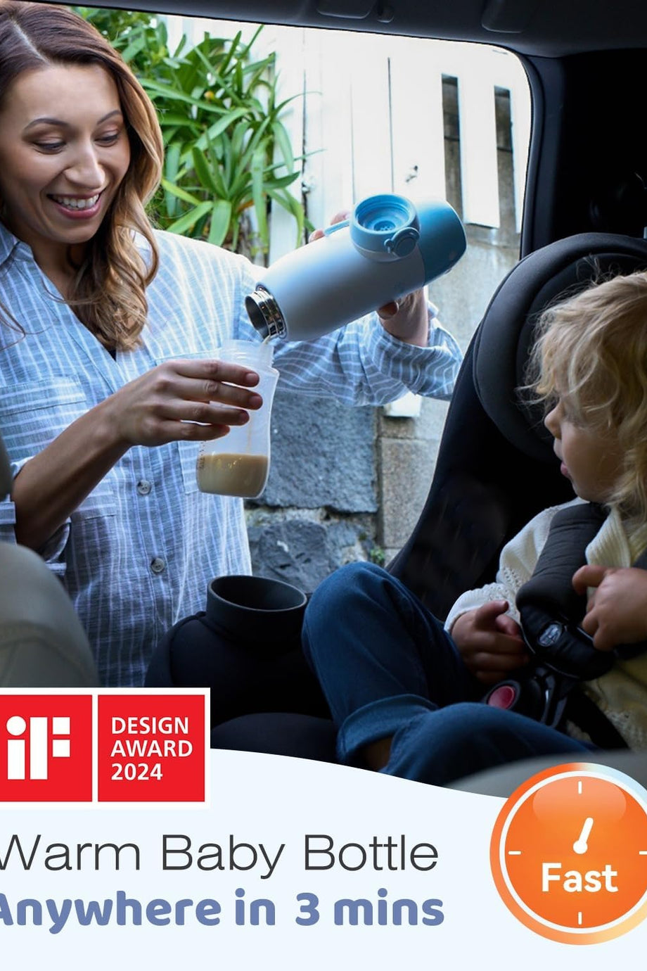 Taşınabilir Biberon Isıtıcı, 600 ml, Hızlı Isıtma, 10.000 mAh Batarya, USB-C Şarj