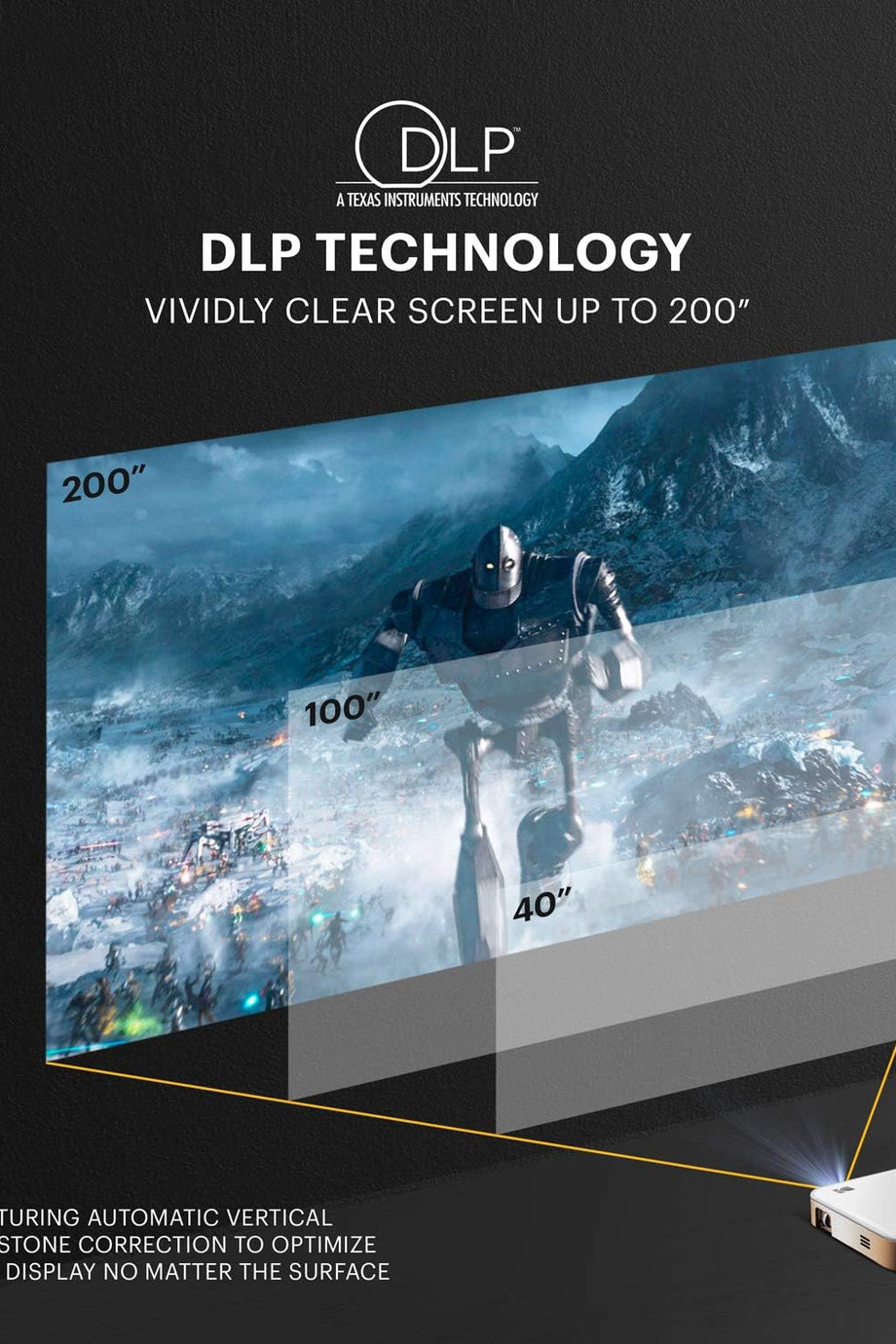 Luma 350 Mobil Akıllı Projektör, 4K Ultra HD, Android 6.0 ve Wi-Fi ile 200 İnç Ekran