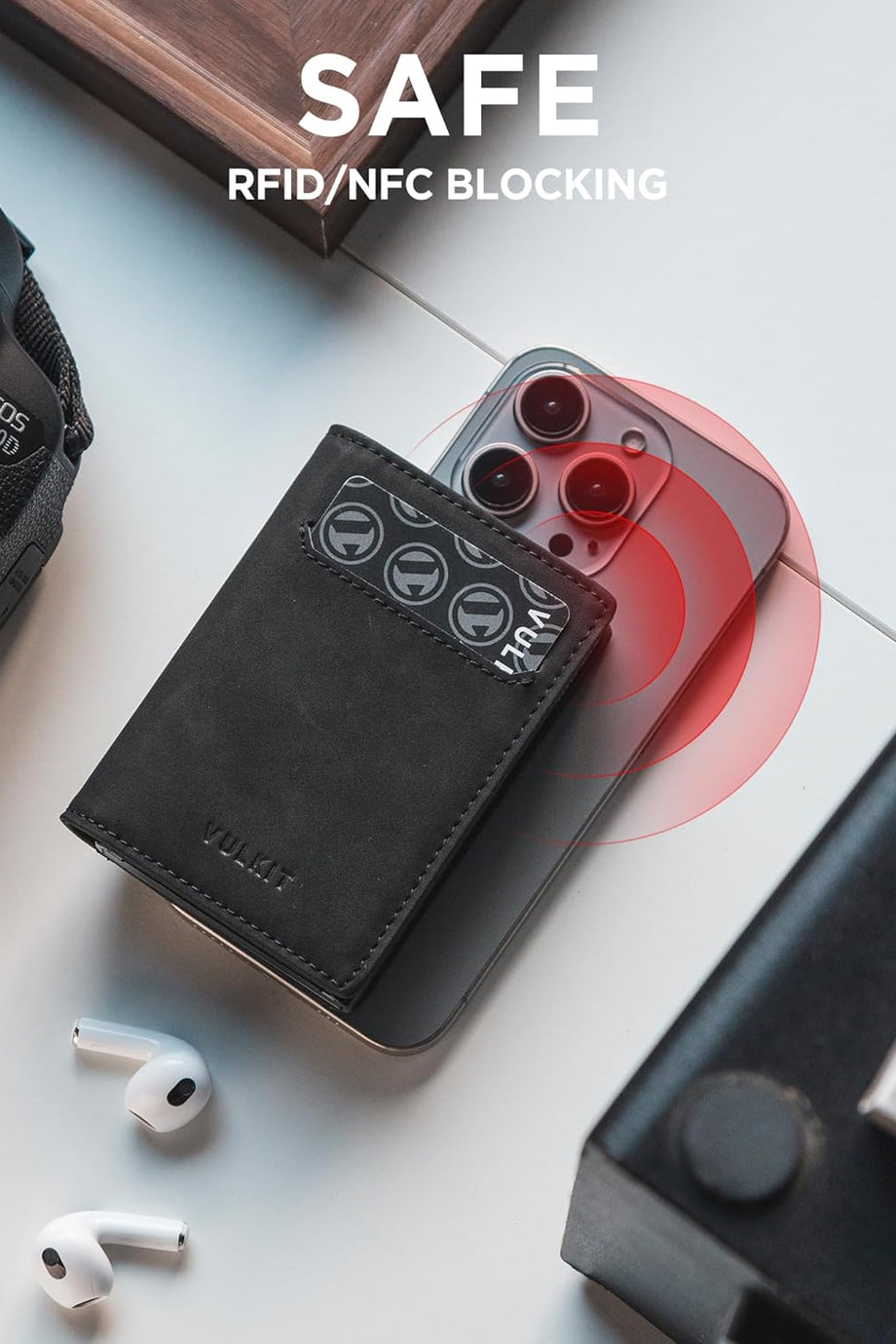 İnce Deri Cüzdan, RFID/NFC Korumalı, Kimlik Pencereli