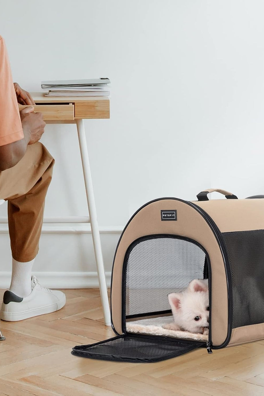 Katlanabilir Kedi Köpek Taşıma Kutusu Nefes Alabilir Yataklı ve Fermuarlı Tasarım