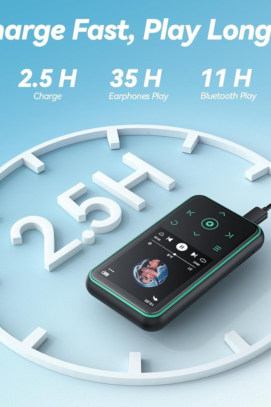 64GB Bluetooth 5.3 MP3 Çalar Klipsli, 1.8" Ekranlı, FM Radyo ve Pedometreli