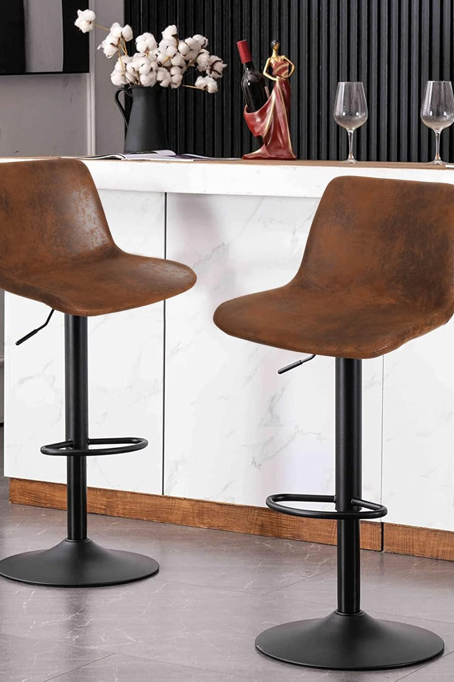 Yükseklik Ayarlı Bar Sandalyesi 2'li Set, Dönebilen, Şık ve Konforlu