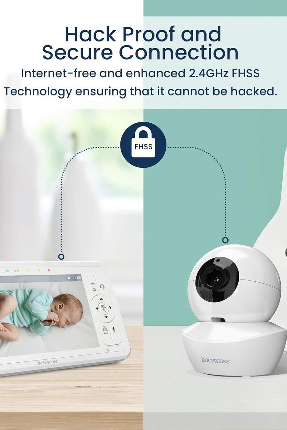 HD 5 İnç Bebek Monitörü, 2 Kamera, WiFi Gerektirmez, Gece Işığı, 4x Zoom, 4000mAh Pil, 2 Yönlü Ses