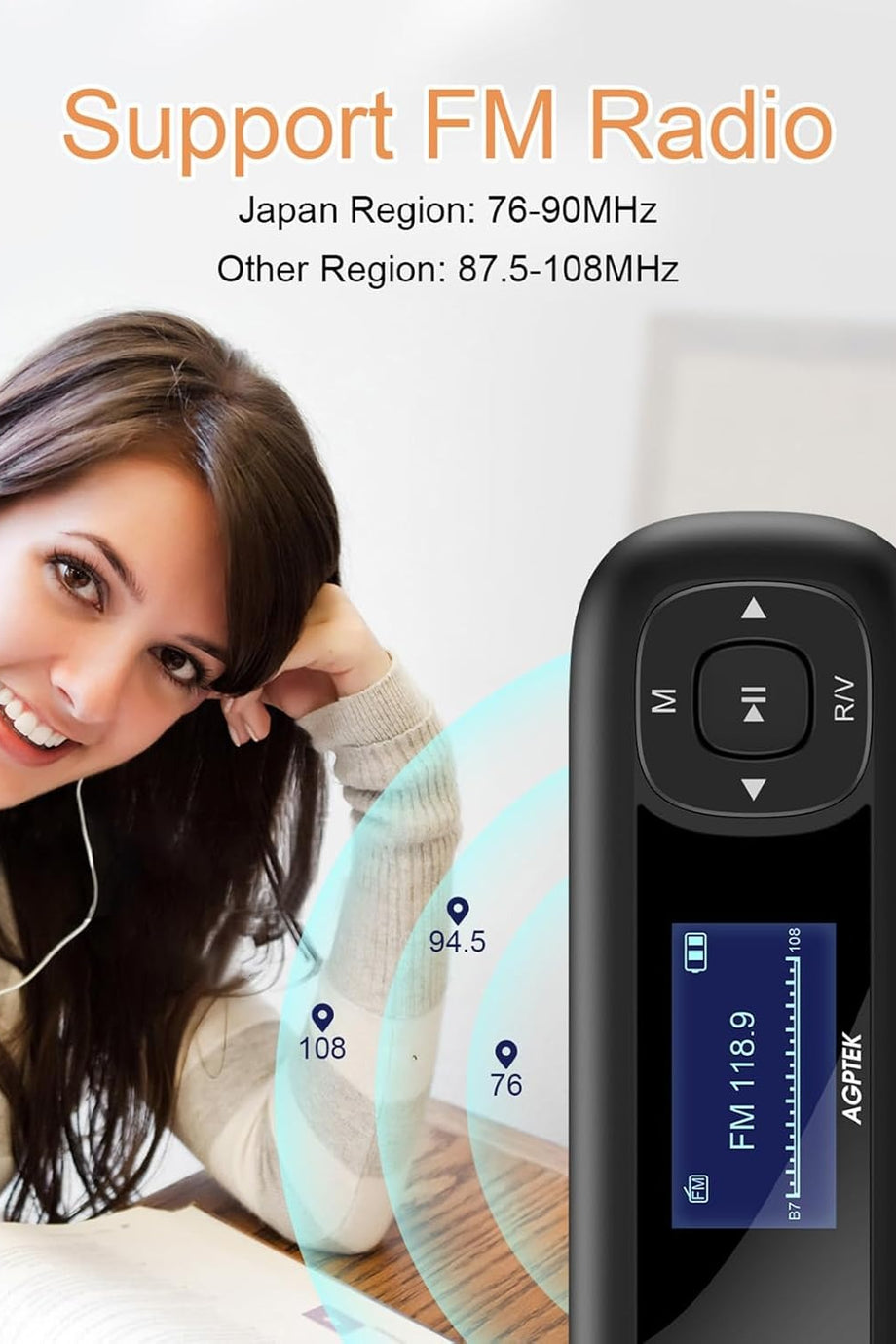 8GB USB MP3 Çalar U3, 1" Ekranlı, FM Kayıt Özellikli, AAA Pilli, SD Kart Destekli
