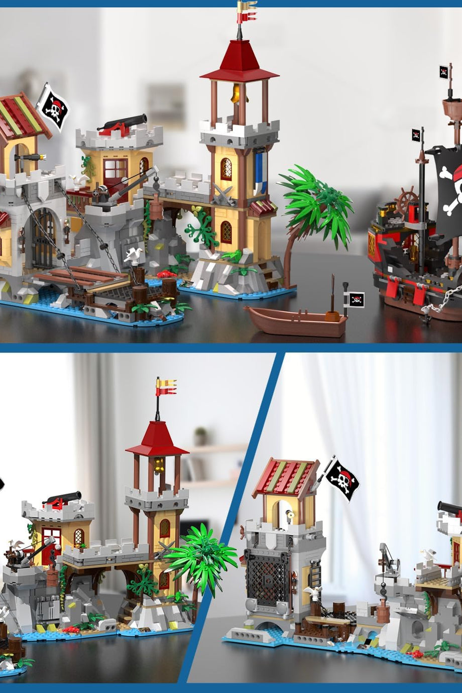Işıklı Korsan Kalesi Yapım Oyuncağı, 1502 Parça Korsan Gemisi ve Limanı Seti