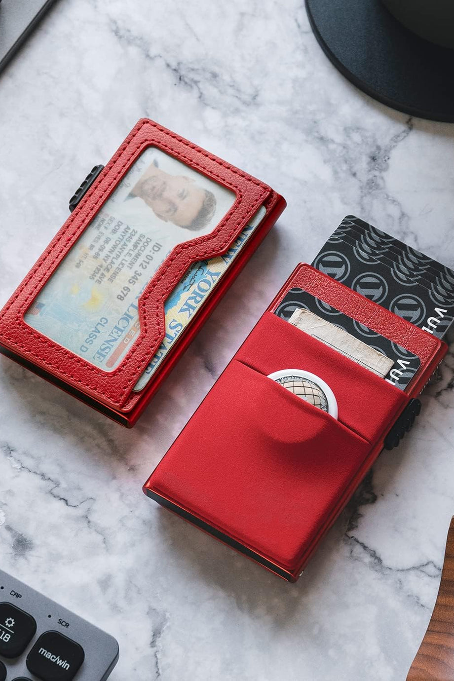 EDC Bölmeli ve Kimlik Pencereli Kredi Kartı Cüzdanı, İnce Metal Gövde, Pop-Up Kart Mekanizması