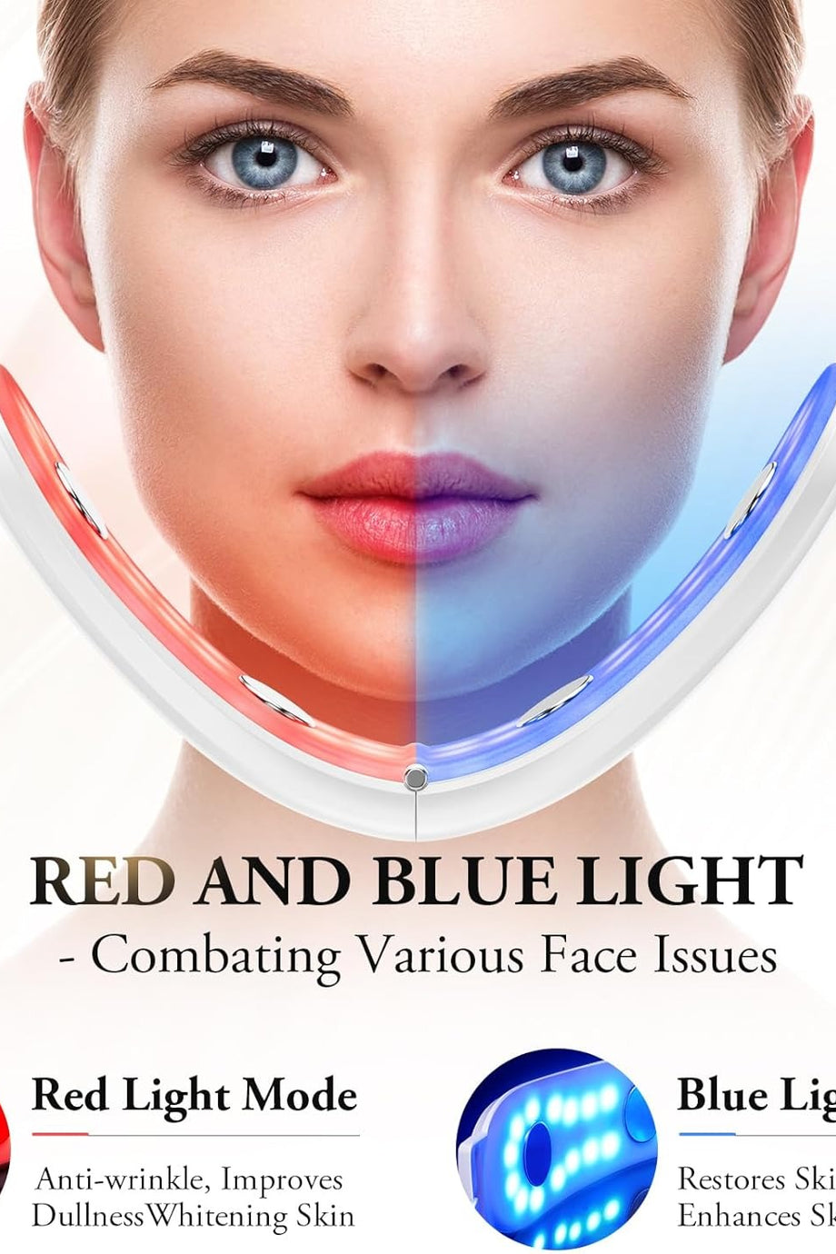 V-Face EMS Yüz Masaj Cihazı Mikro Akım, Çift Çene ve Cilt Sıkılaştırma, 42°C LED Terapi