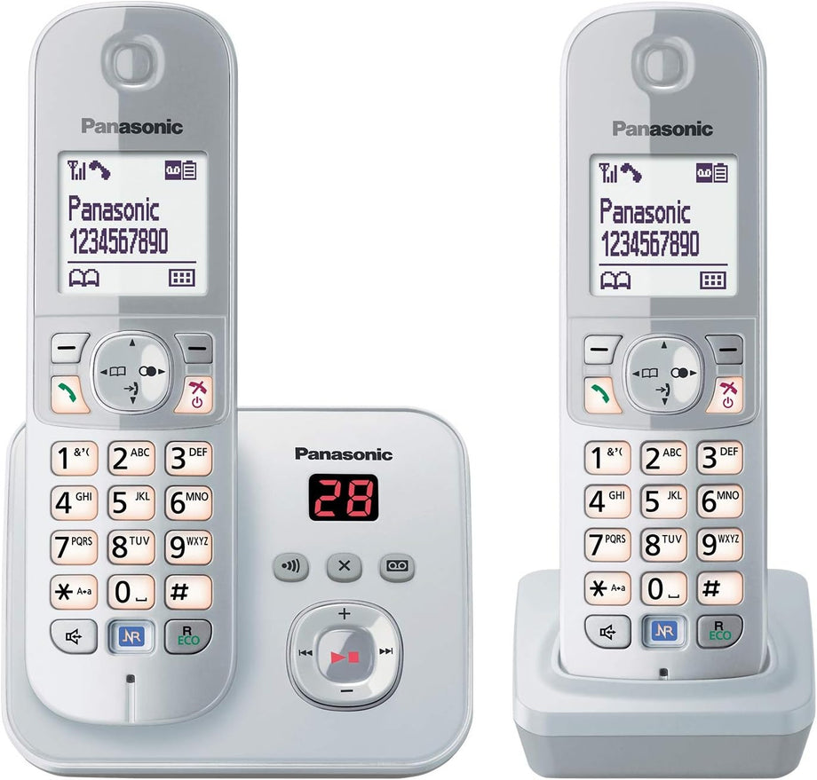 KX-TG6822GS Kablosuz Telefon Cevap Makinesi, Gece Modu, 2'li Set