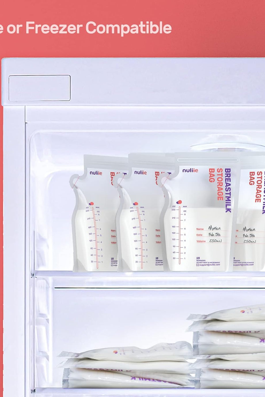 80 Adet Anne Sütü Torbası, 250 ml BPA İçermez, Dondurulabilir, Çift Fermuarlı