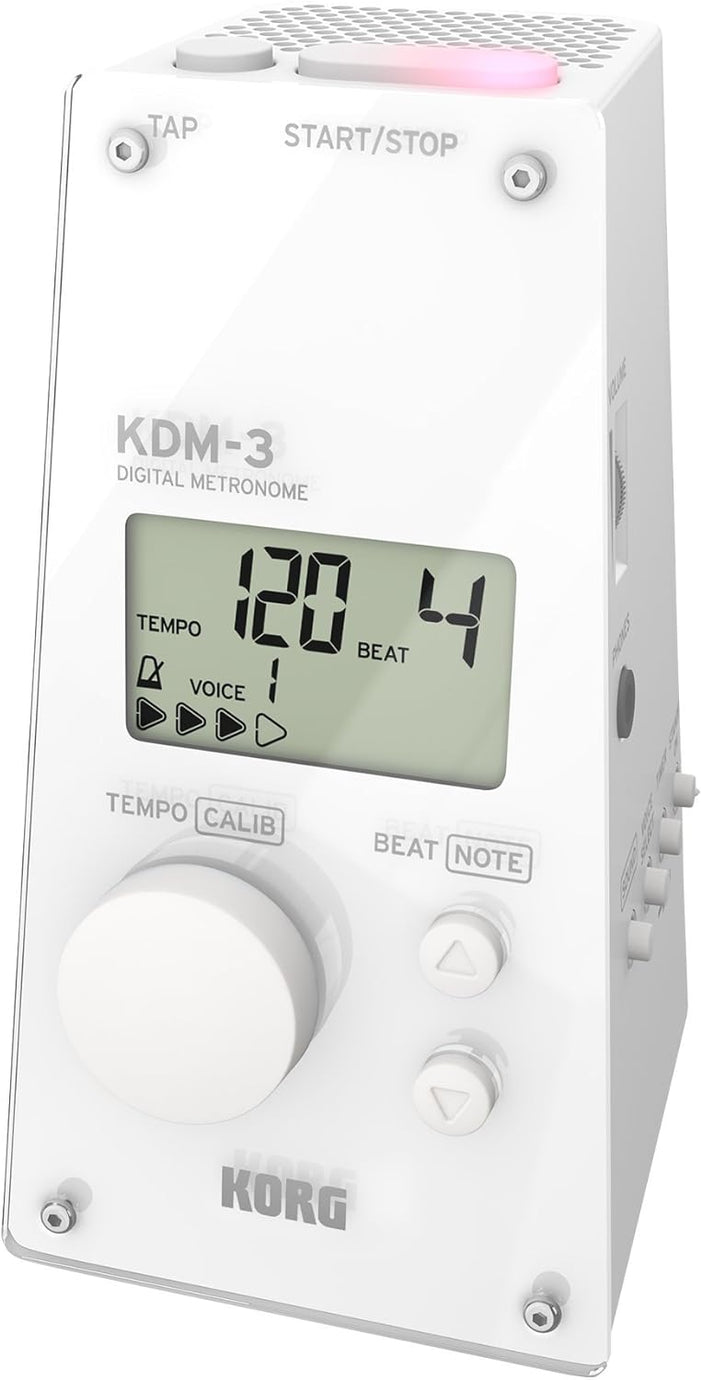 KDM-3-WH Dijital Metronom, 120 Saat Pil Ömrü, Otomatik Kapanma, Ayarlanabilir Tempo