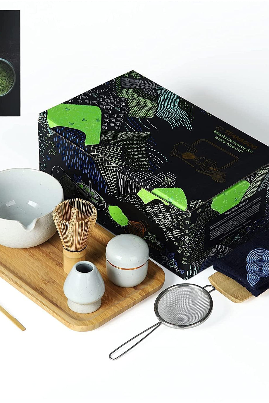 Japon Matcha Çay Seti, 10 Parça Seremoni Kiti, Bambu Çırpıcı, Seramik Kase ve Aksesuarlar