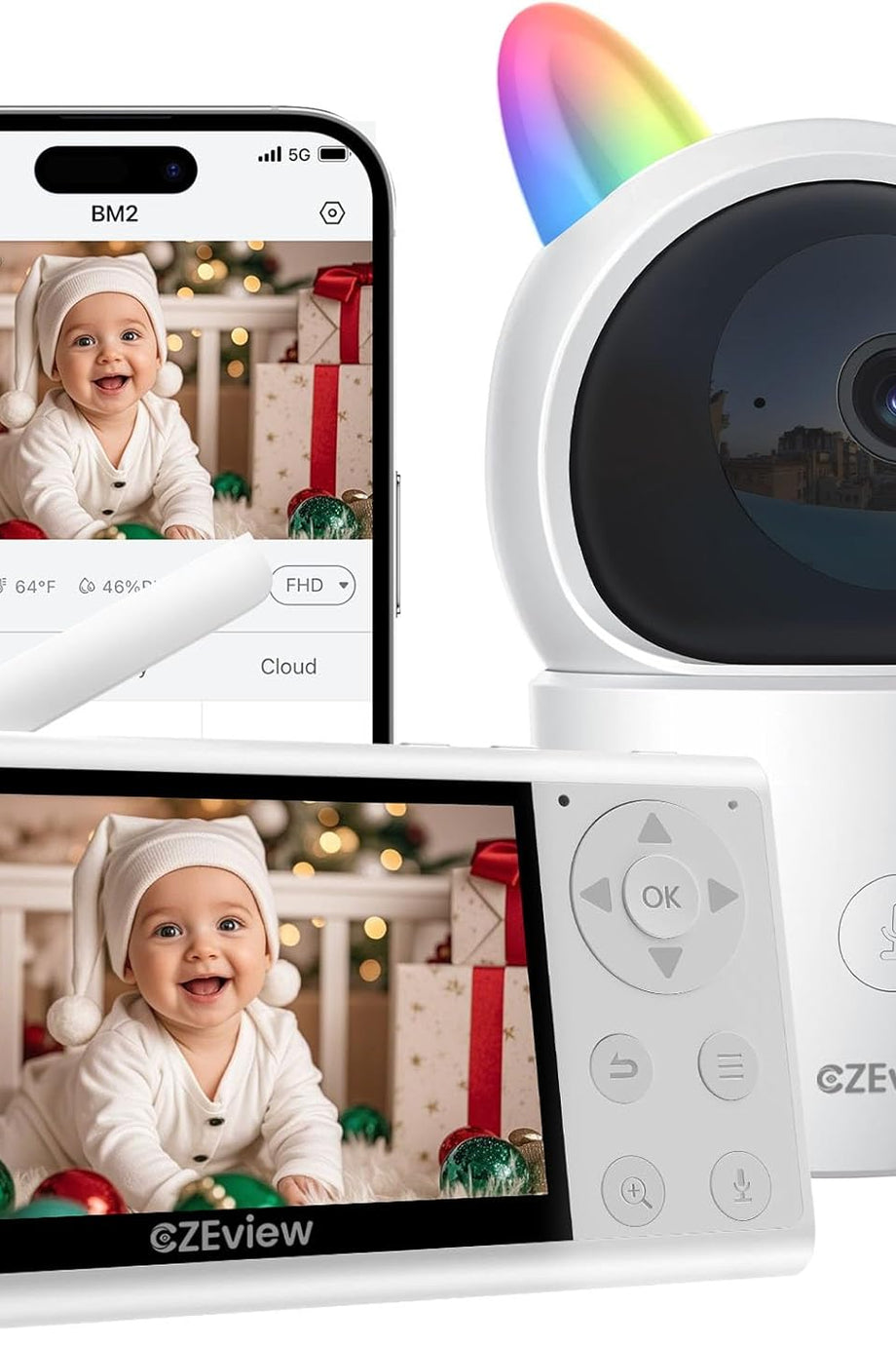 ZY-BY2 2K WiFi Bebek Monitörü, 4.3” Ekran, 360° PTZ, Gece Görüşü, Hareket Algılama