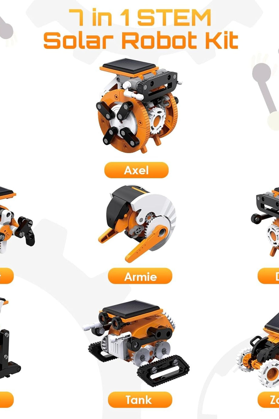 7'si 1 Arada Güneş Enerjili Robot Kiti, 8-12 Yaş Çocuklar İçin STEM Eğitim Oyuncağı, Yapı Kiti