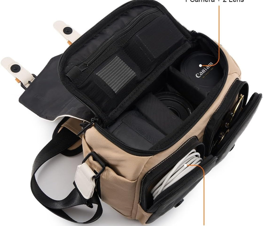 Su Geçirmez Tripod Tutuculu Kompakt Kamera Çantası,DSLR/SLR Aynasız Kameralar İçin Seyahat Dostu Omuz Çantası
