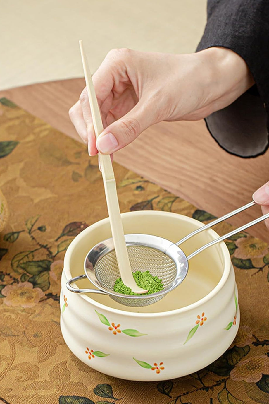 4 Parçalı Japon Matcha Seti - Matcha Çırpıcısı, Bambu Ölçü Kaşığı, Geleneksel Matcha Hazırlama