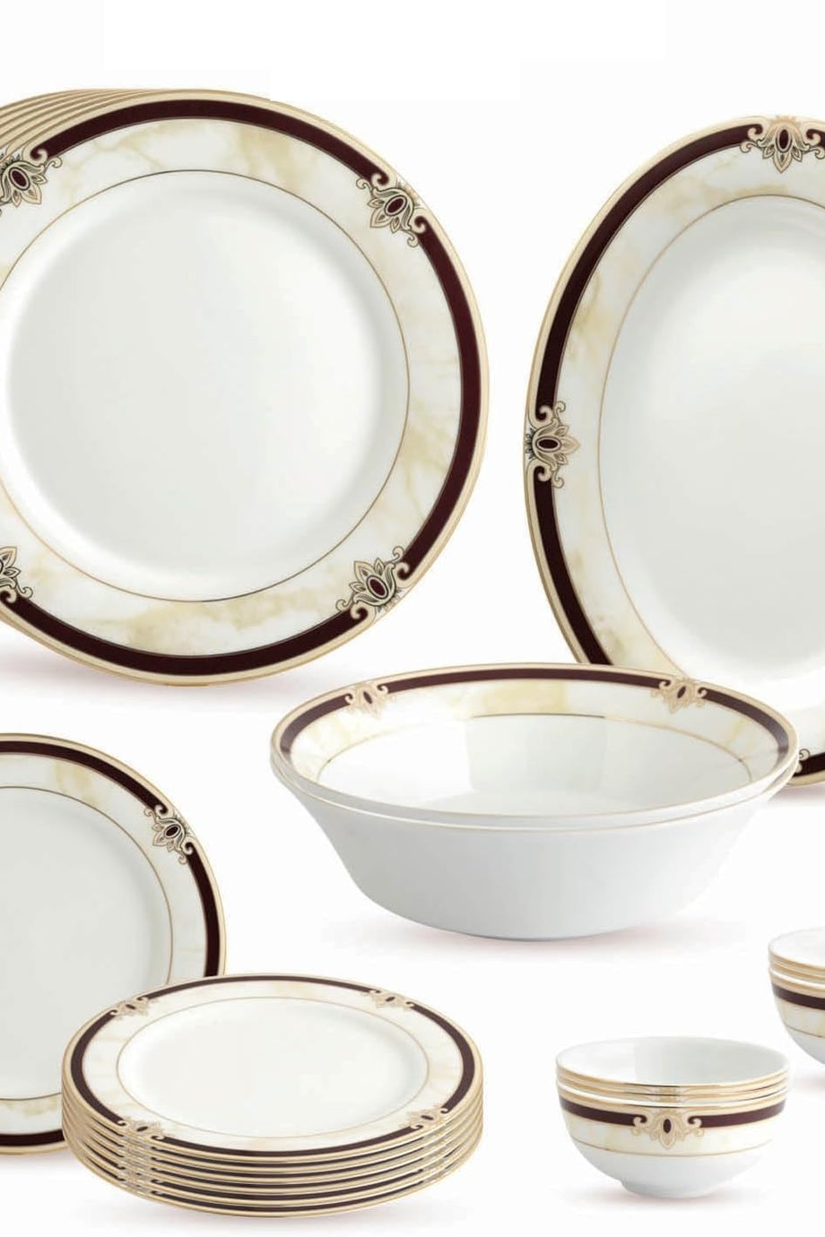 Seattle Koleksiyonu 21 Parça Yemek Takımı, Gerçek Altın Kaplama
