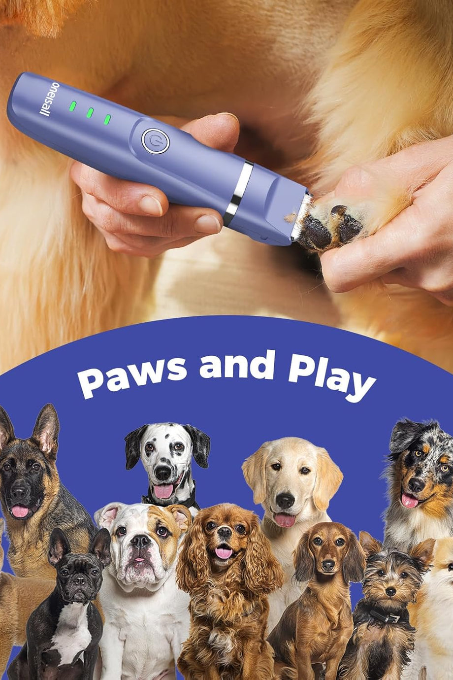 4-in-1 Sessiz Kesme Makinesi, Köpek ve Kedi Bakımı, Şarj Edilebilir, Pati Düzeltici ve Pençe Bileyici