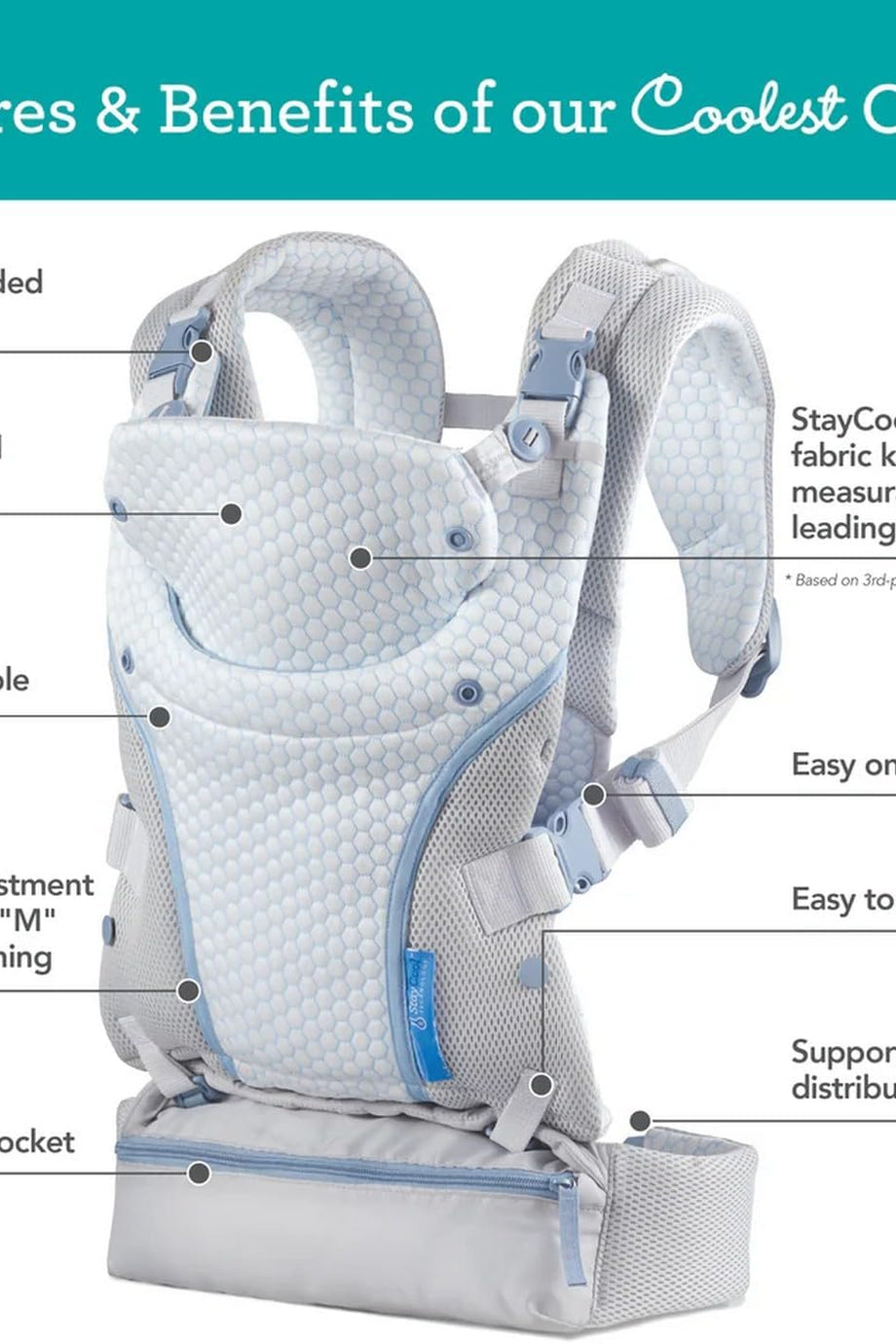 StayCool 4'ü 1 Arada Bebek Taşıyıcı, Ergonomik, Nefes Alabilen