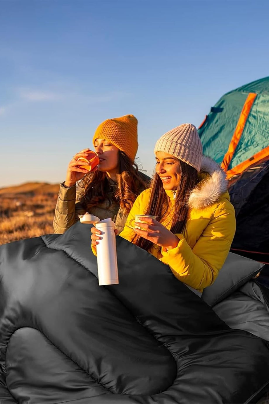 Geniş ve Konforlu Çift Kişilik Uyku Tulumu 2 Yastıklı, Soğuk Havalara Dayanıklı