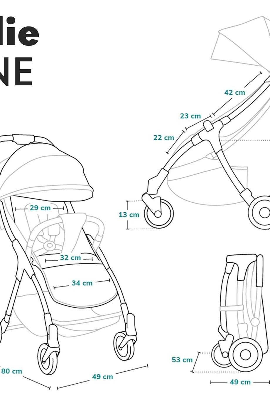 Julie One Bebek Arabası 0-22 kg, Katlanabilir, Ayarlanabilir Sırt ve Ayak Desteği, Aksesuar Setli