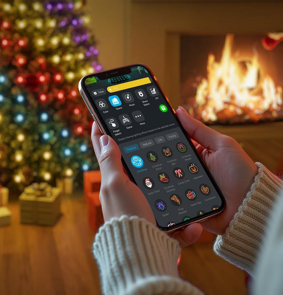 Noel Ağacı Peri Işıkları, Akıllı 480 LED RGBIC Noel Işıkları, 2 m x 24 İç Mekan Işık Dizisi