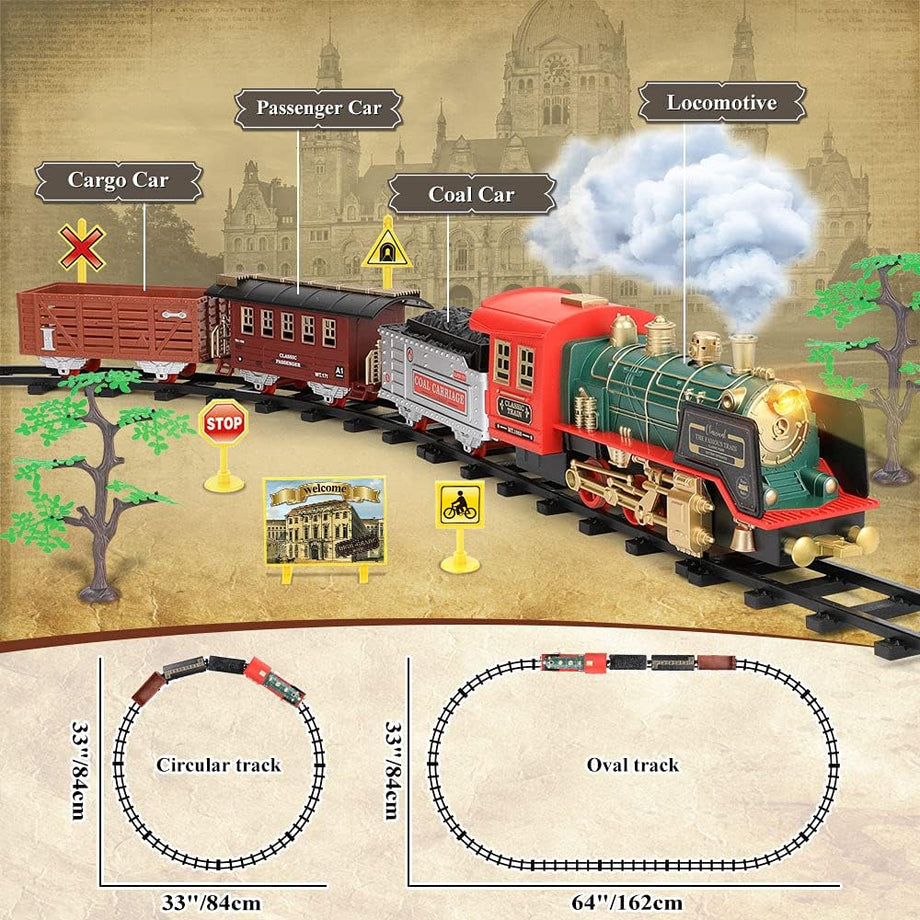 Uzaktan Kumandalı Buharlı Tren Oyuncağı, Işık, Ses ve Buhar Efektli Elektrikli Tren