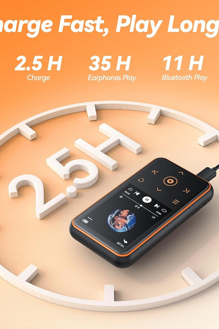 64GB Bluetooth 5.3 MP3 Çalar Klipsli, 1.8" Ekranlı, FM Radyo ve Pedometreli