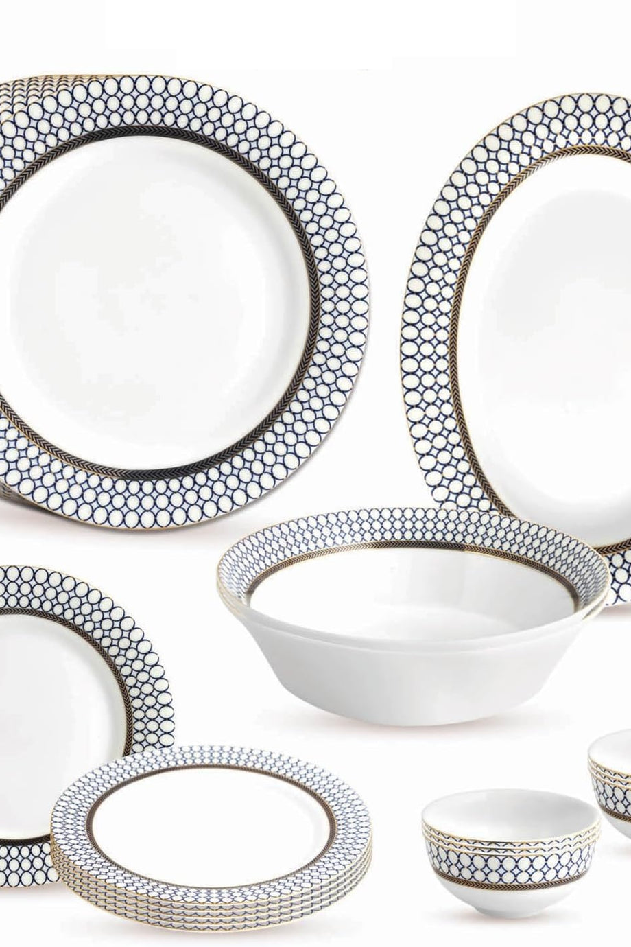 Phoenix Koleksiyonu 21 Parça Yemek Takımı, Gerçek Altın Kaplama Tasarım