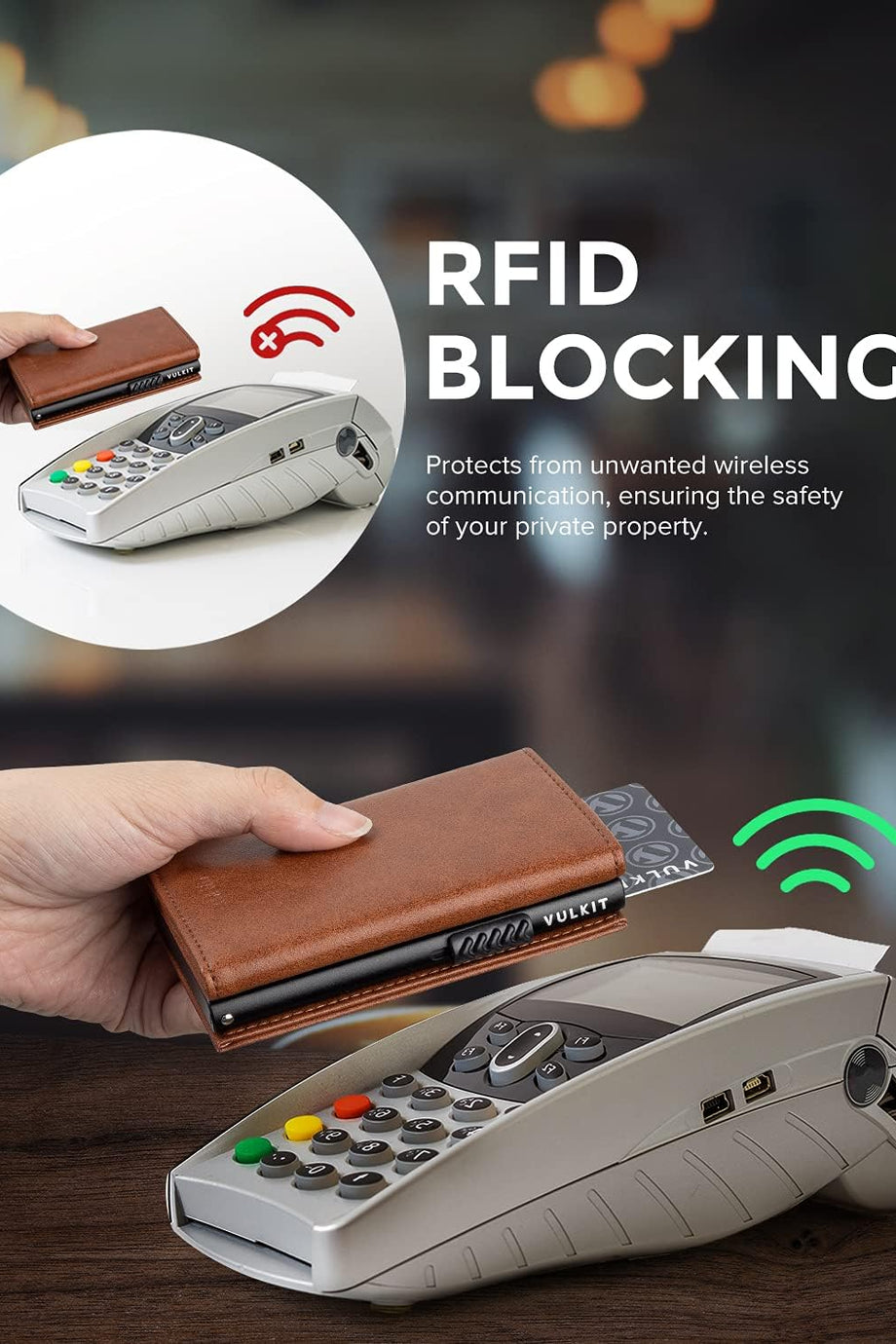 Kredi Kartı Tutucu, RFID Engelleme, Deri, Manyetik Kapatma, Kimlik Pencereli