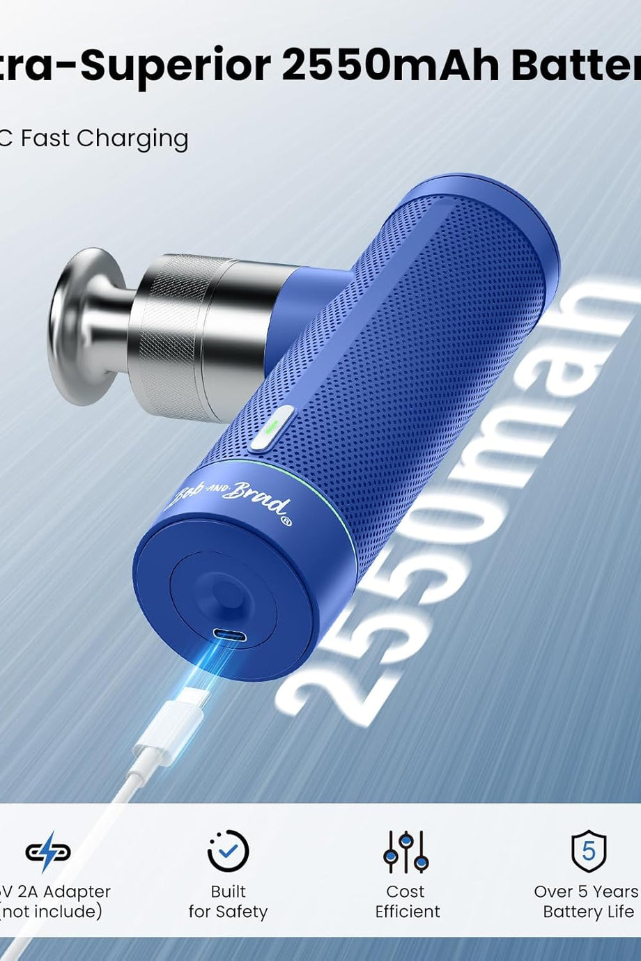 A7 Mini Masaj Tabancası, 11mm Derin Doku Masajı, USB-C Hızlı Şarj, 5 Hız Seviyesi