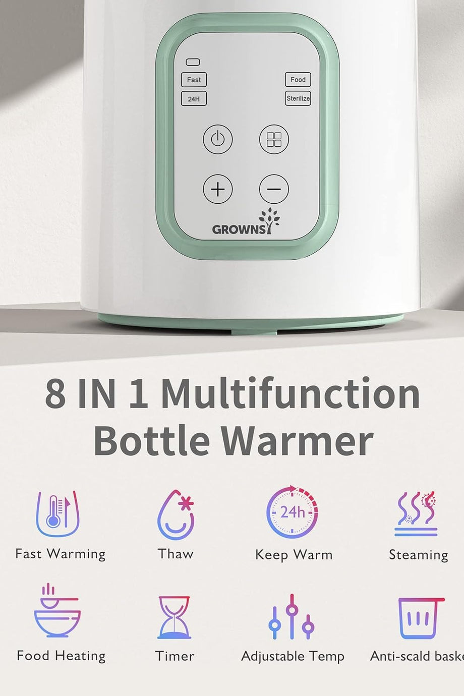 8’i 1 Arada Biberon Isıtıcı ve Sterilizatör, Hızlı Isıtma, Besin Koruma, LCD Ekran