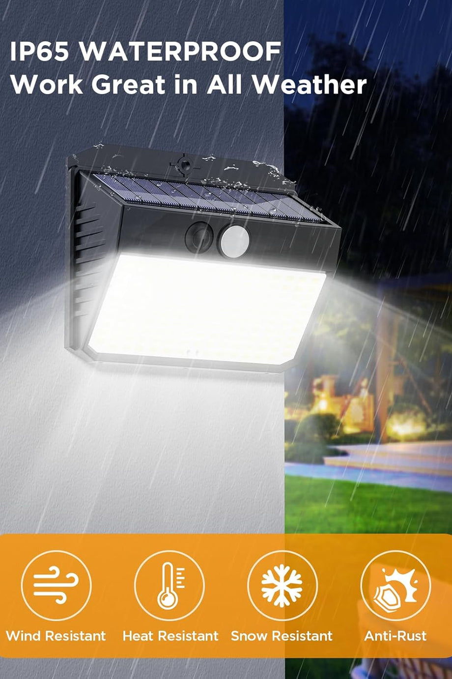 150 LED Güneş Enerjili Hareket Sensörlü Lamba, IP65, 180° Açı