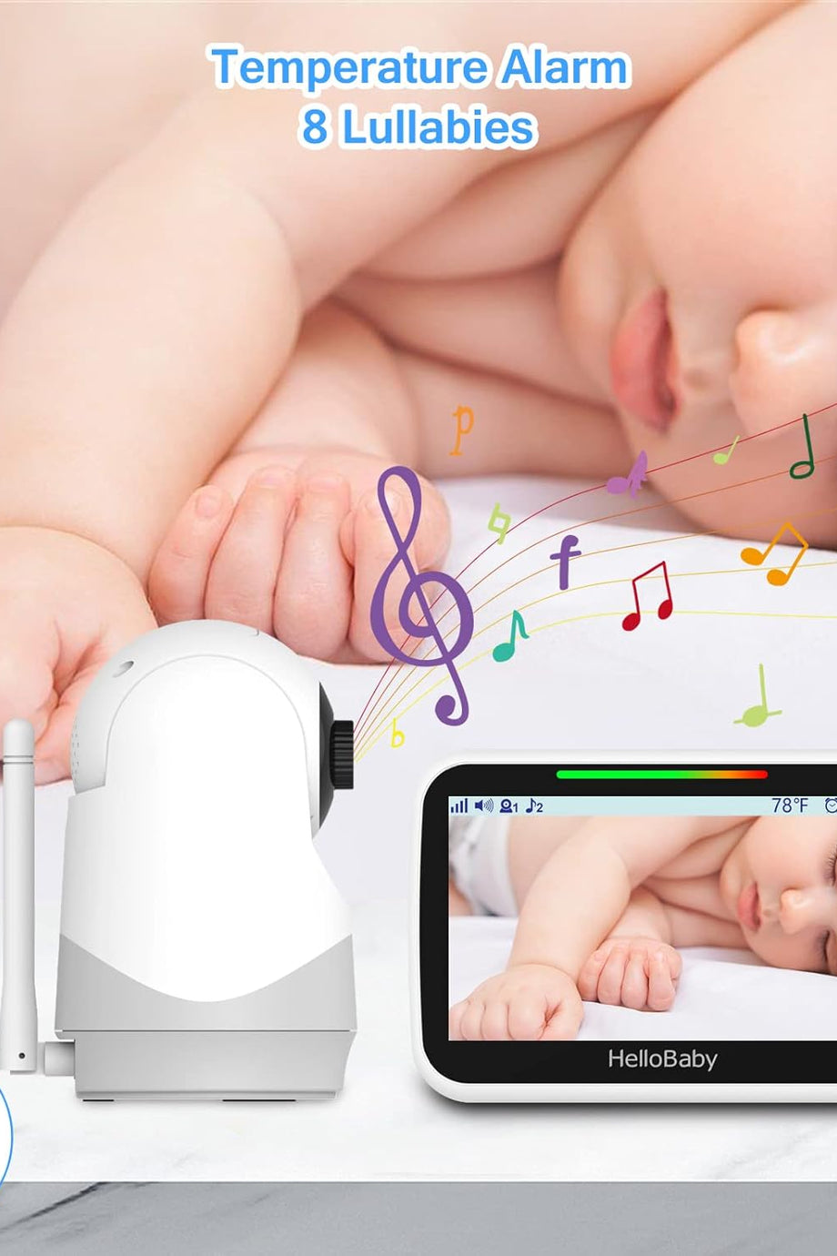 Bebek Monitörü , 3500 mAh Pil, ECO Mod, Gece Görüşlü Kamera