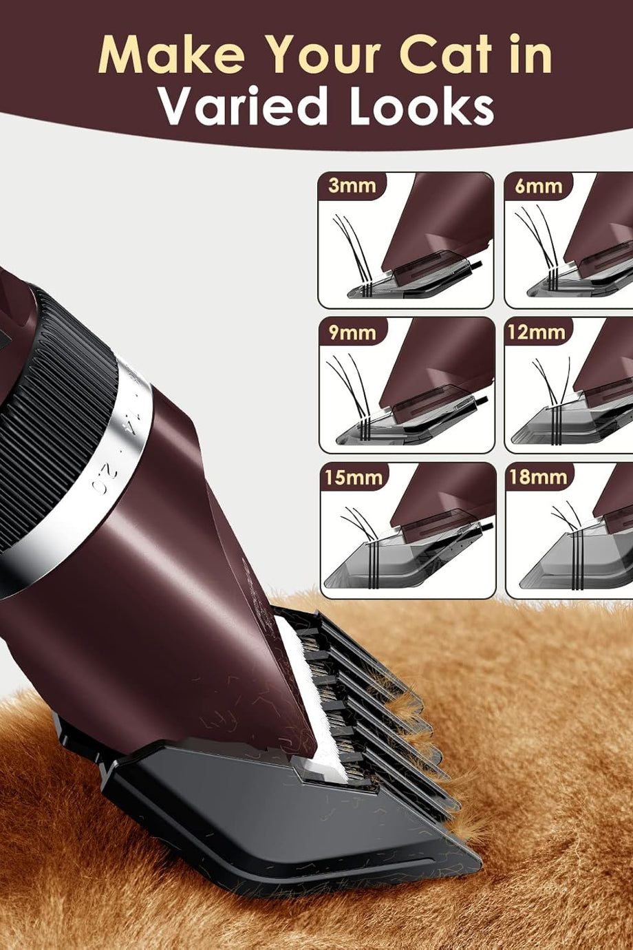 Kedi Tıraş Makinesi, Sessiz, Güçlü Motor, Seramik ve Titanyum Bıçaklar