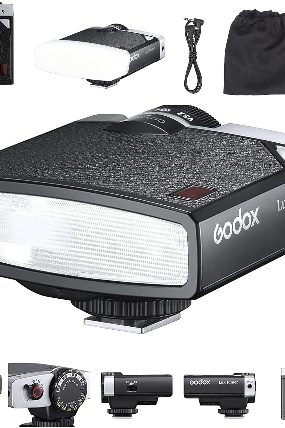 Lux Junior Retro Kamera Flaş, GN12, 6000K, Canon, Nikon, Sony, Fuji, Olympus Uyumluluğu